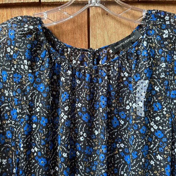 NWT Banana Republic Black/Blue Floral Velvet Dot Maxi Dress in Women's 16 - Picture 4 of 16